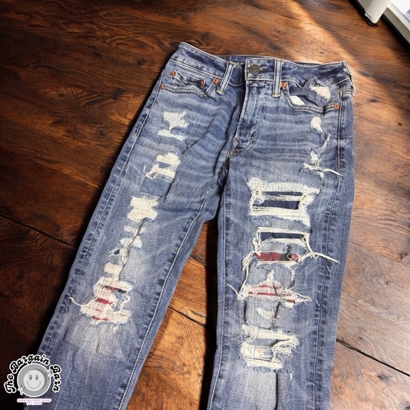 American Eagle Men’s AirFlex Athletic Skinny Distressed Jeans Medium Wash 26x30 - Picture 2 of 4